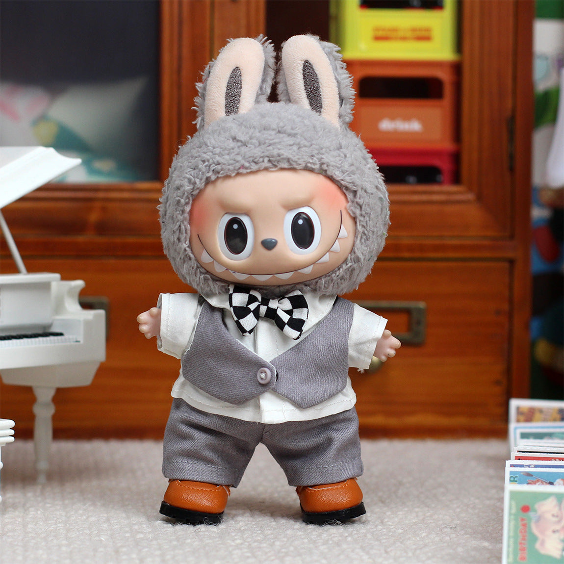 6.7in Labubu Clothes 2 Piece in Bundle Cute Couple Plush Doll Outfits Accessories