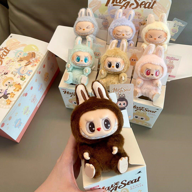 5.91" Labubu The Monster Vinyl Plush Doll Pendant 2nd Generation Have a Seat Labubu