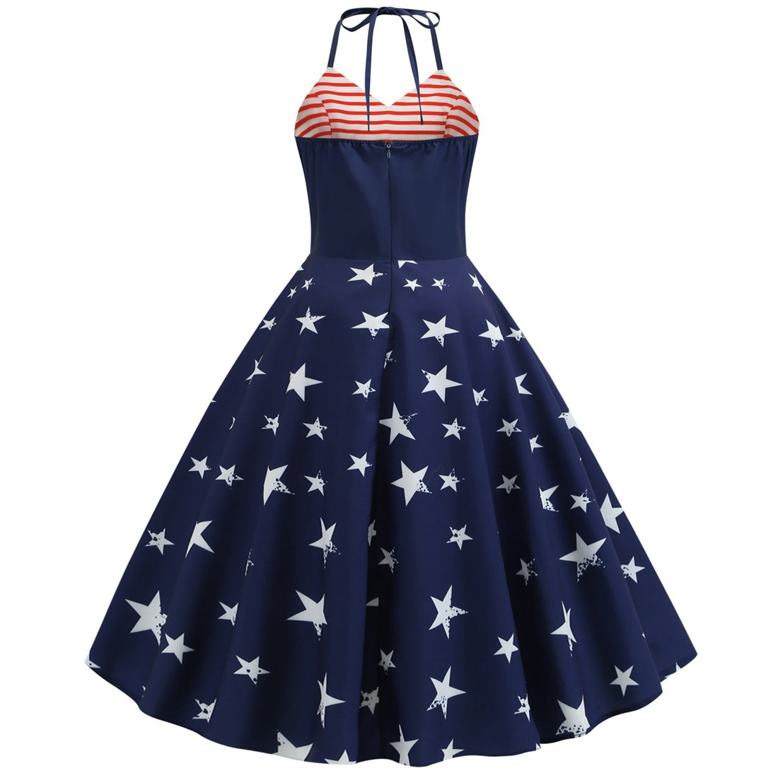 Lady's 4th Of July Dress Tie-strap Usa Stars Stripes Patriotic Dresses