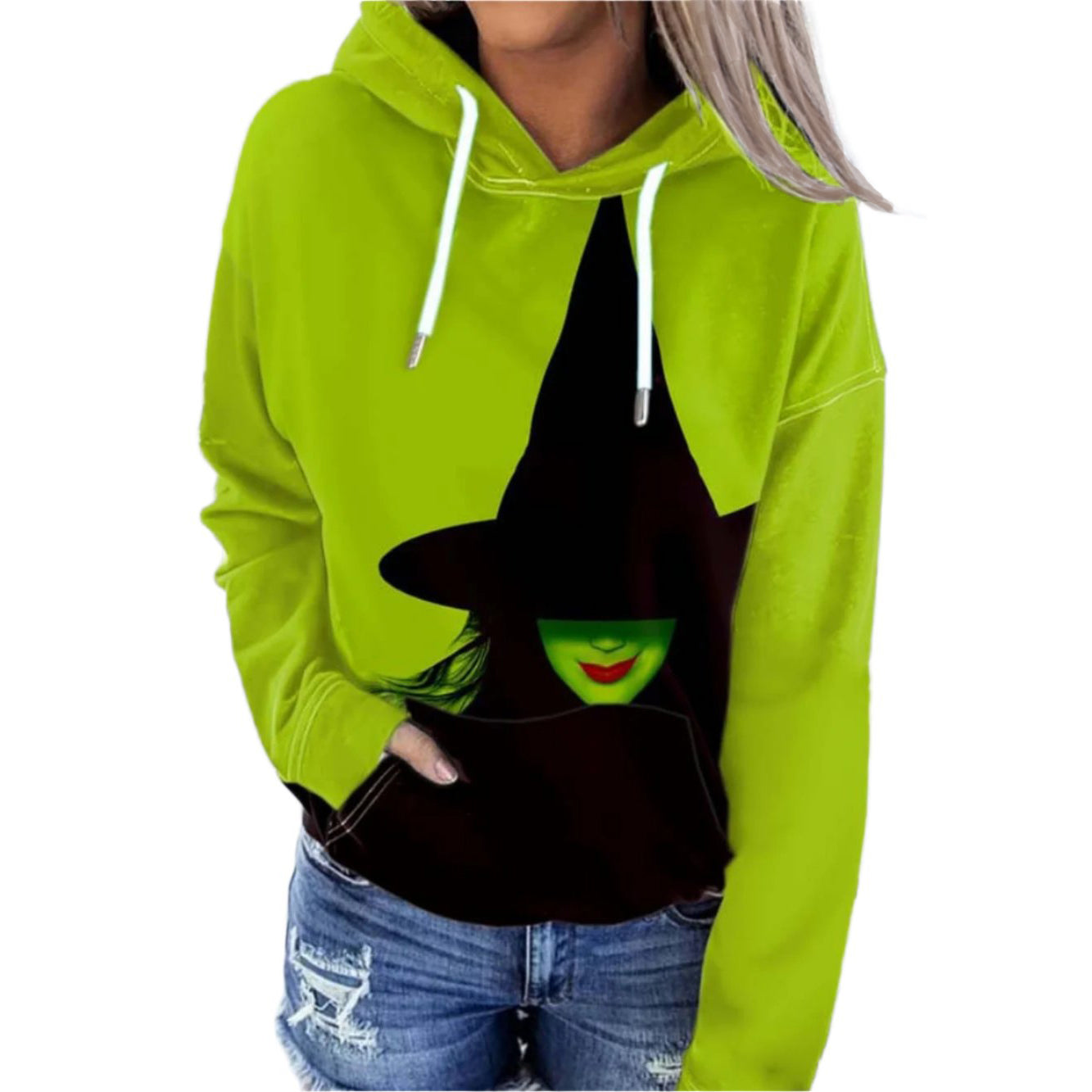 Adult Wicked Elphaba Hoodie Green Good Witch Sweatshirt Hooded Long Sleeve Womens Witch Outfit