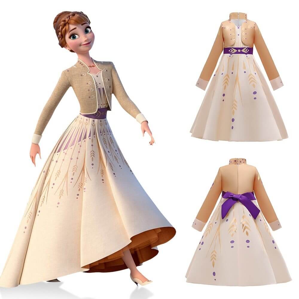 Kids Princess Aanna Dress Halloween Costume Girls Cosplay Party Dress with Accessories