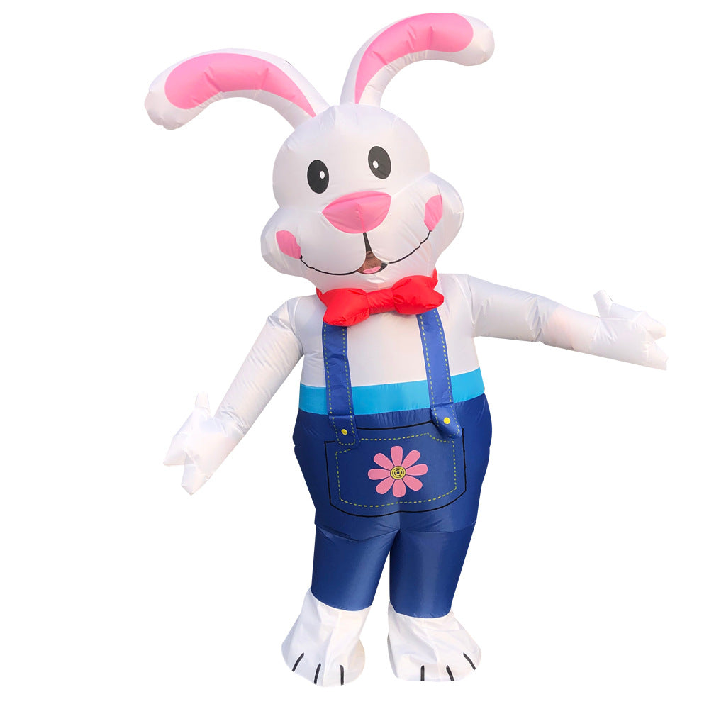 Adult Inflatable Bunny Costume Cute Blue Blow Up Rabbit Outfit
