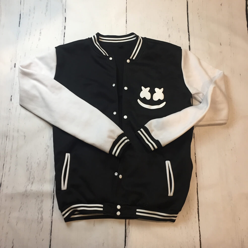 DJ Marshmallow Jacket DJ Rock Smiley Face Baseball Sweatshirts
