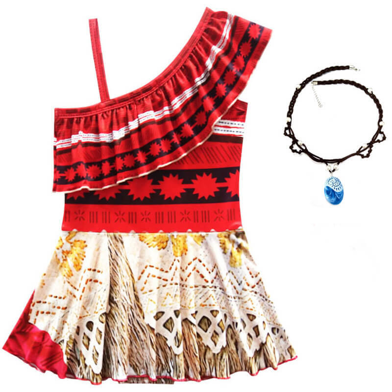 Girls Moana Swimsuits Beautiful Princess Moana Dress Beach Vacation Cosplay Swimwear