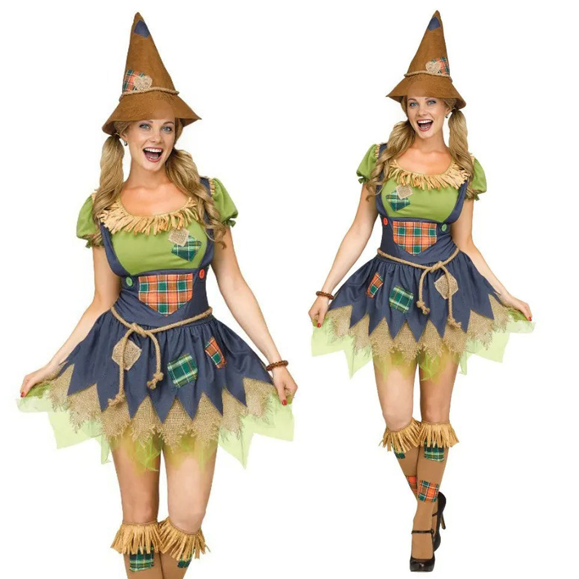 Women's Scarecrow Costume Sweet OZ Scarecrow Costume Role Play Dress Up Outfit