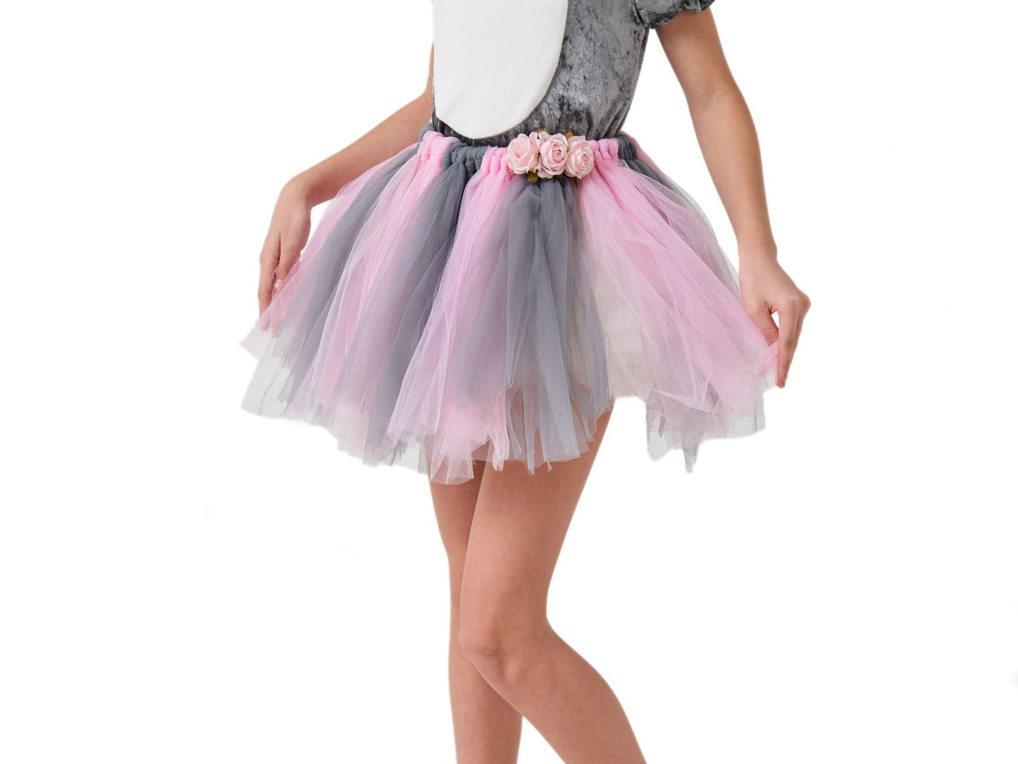 Girls Bunny Costume Kids Easter Grey Rabbit Tutu Dress and Headband