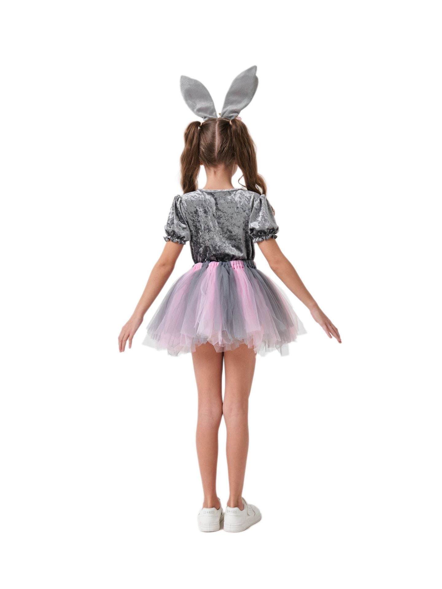 Girls Bunny Costume Kids Easter Grey Rabbit Tutu Dress and Headband