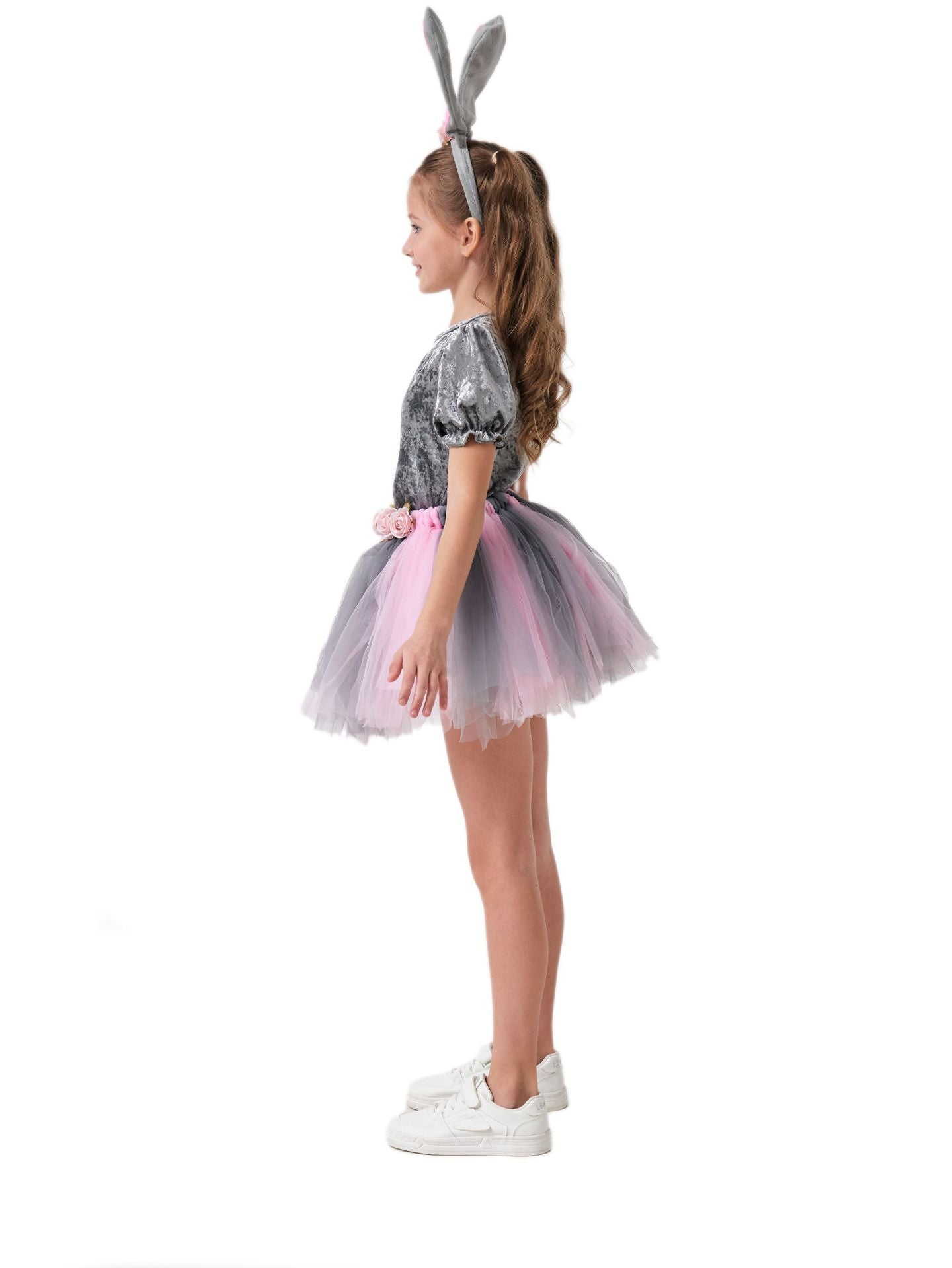 Girls Bunny Costume Kids Easter Grey Rabbit Tutu Dress and Headband