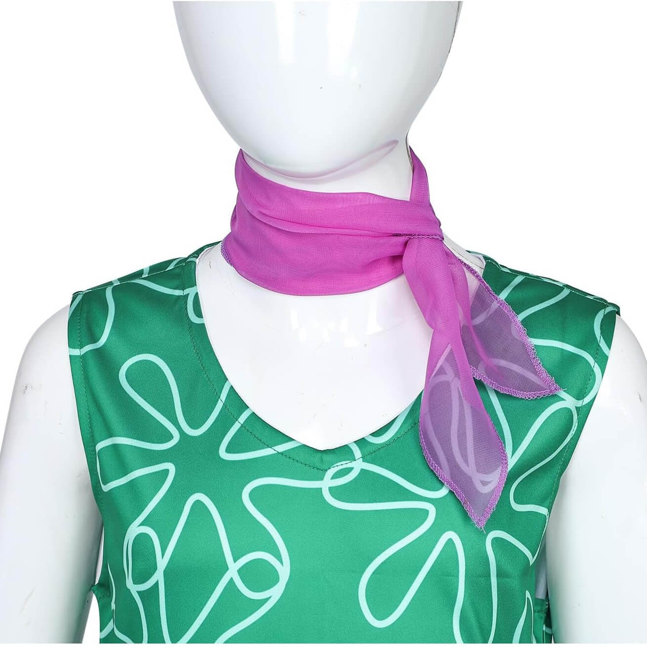 Girls Inside 2 Disgust Costume Classic Disgust Green Dress with Belt and Scarf Kids Disgust Cosplay Outfit
