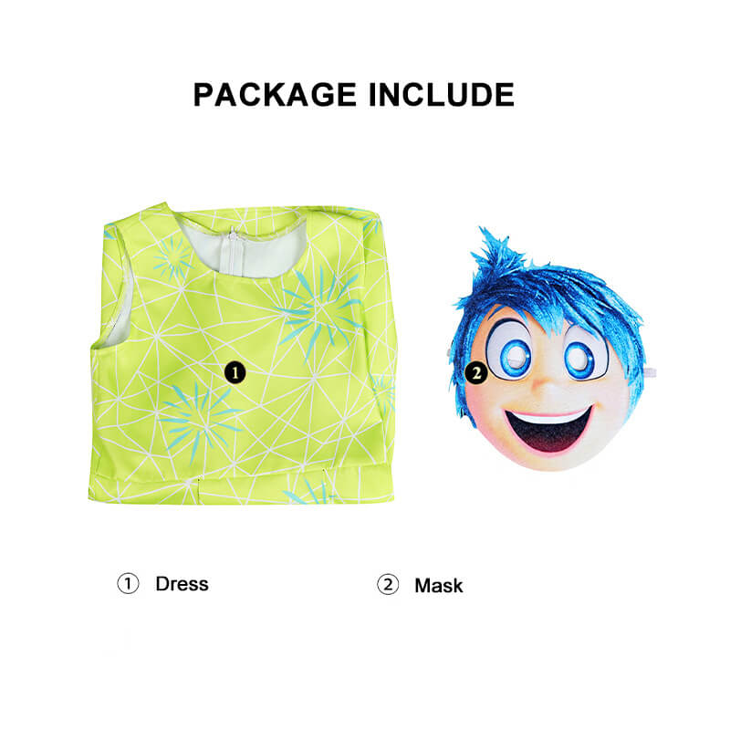 Inside Out Joy Dress and Mask Party Cosplay Joy Costume Sleeveless Yellow Dress