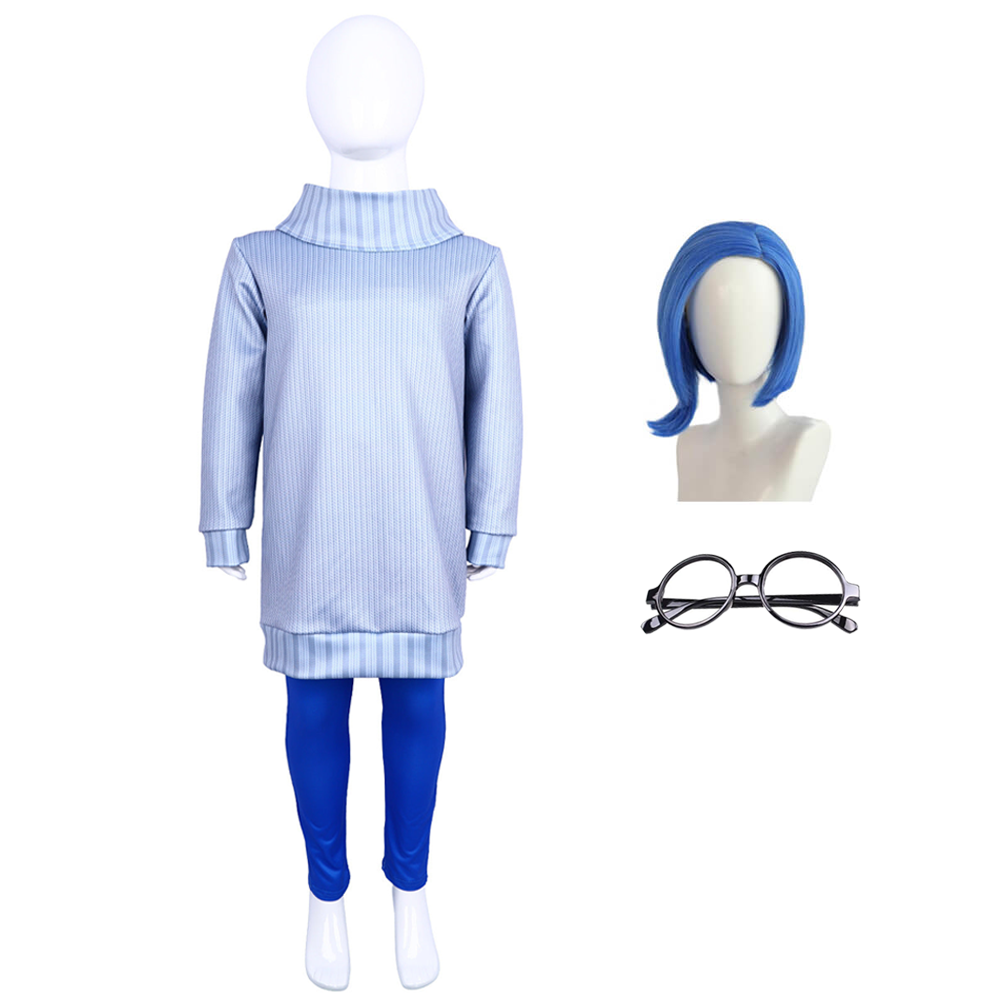 Kids Sadness Costume Halloween Cosplay Tunic and Pants Party Dress Up Outfits