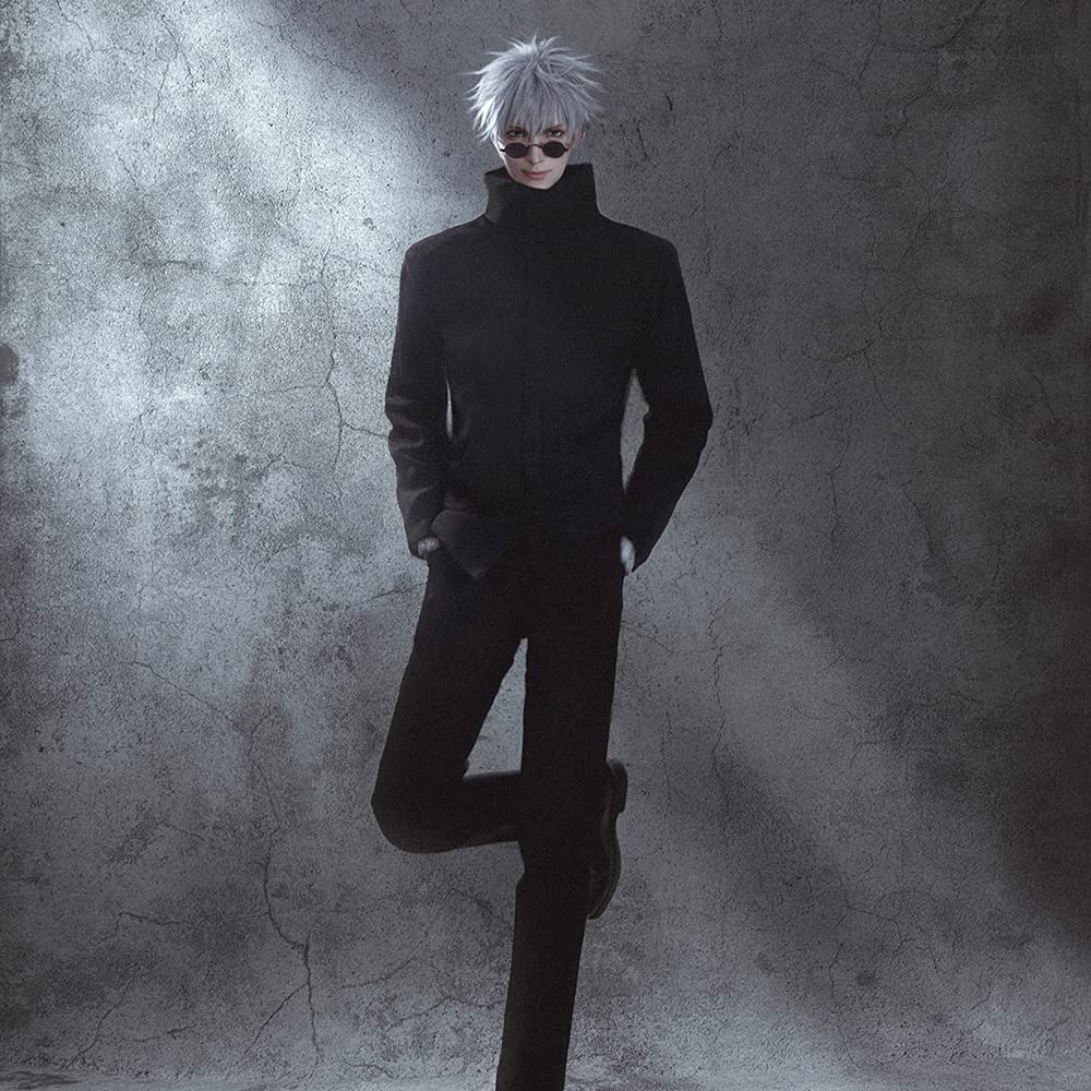 Gojo Cosplay Outfit Satoru Gojo Cosplay Costume with Wig Blinder and Glasses