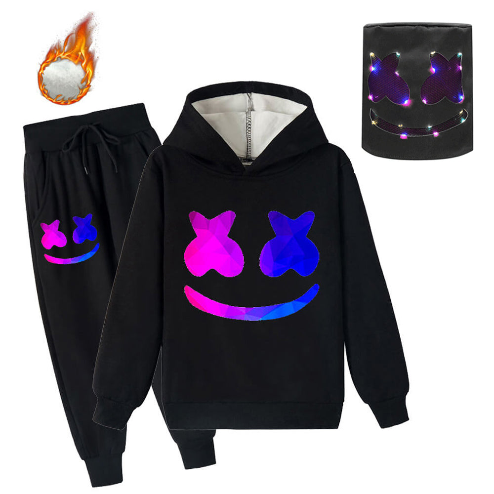 Kids Fleece DJ Marsh-mello hoodie Marshmallow Fleece Hoodie and Pants Warm Sweatsuits For DJ Rock Fans