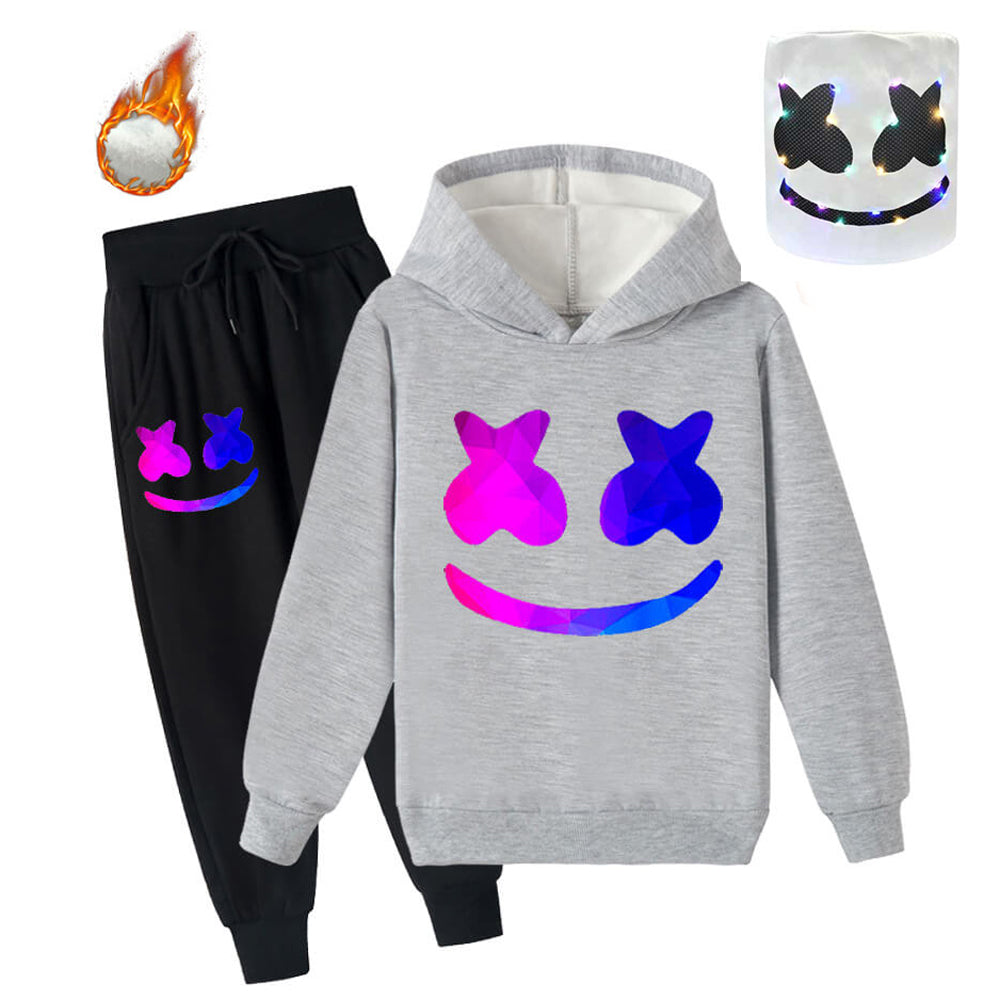 Kids Fleece DJ Marsh-mello hoodie Marshmallow Fleece Hoodie and Pants Warm Sweatsuits For DJ Rock Fans