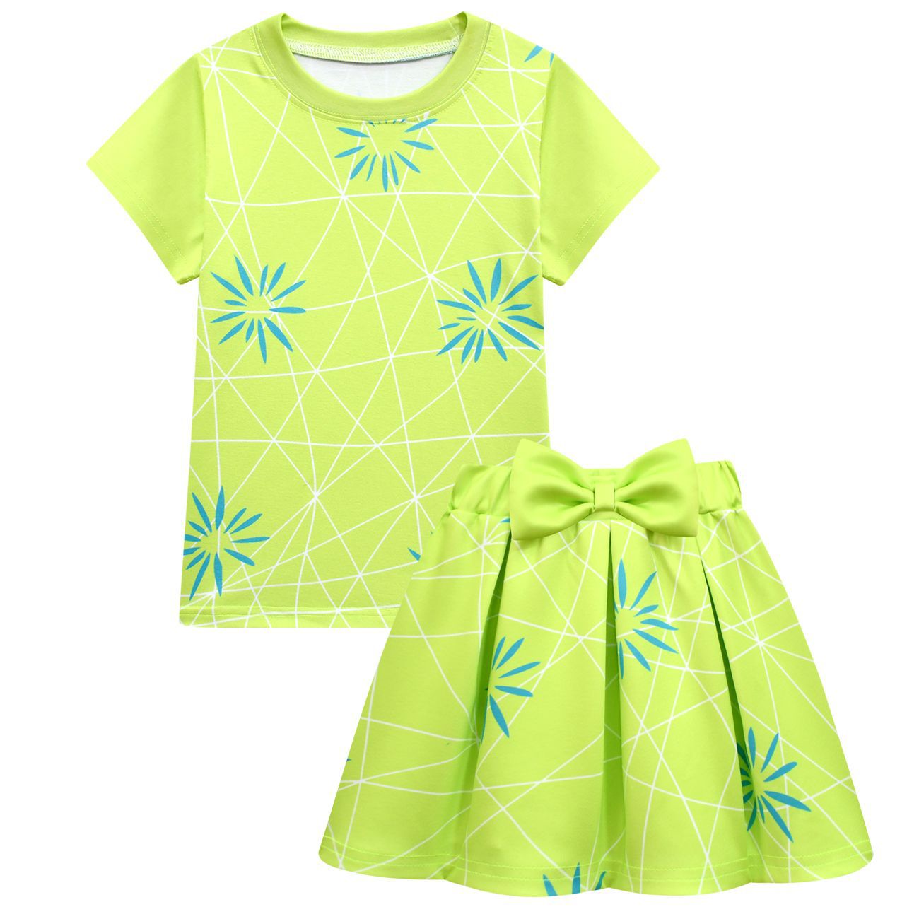 Girls Joy Inside Out Cosplay Outfit Yellow t-shirt and skirt with Matching Bag
