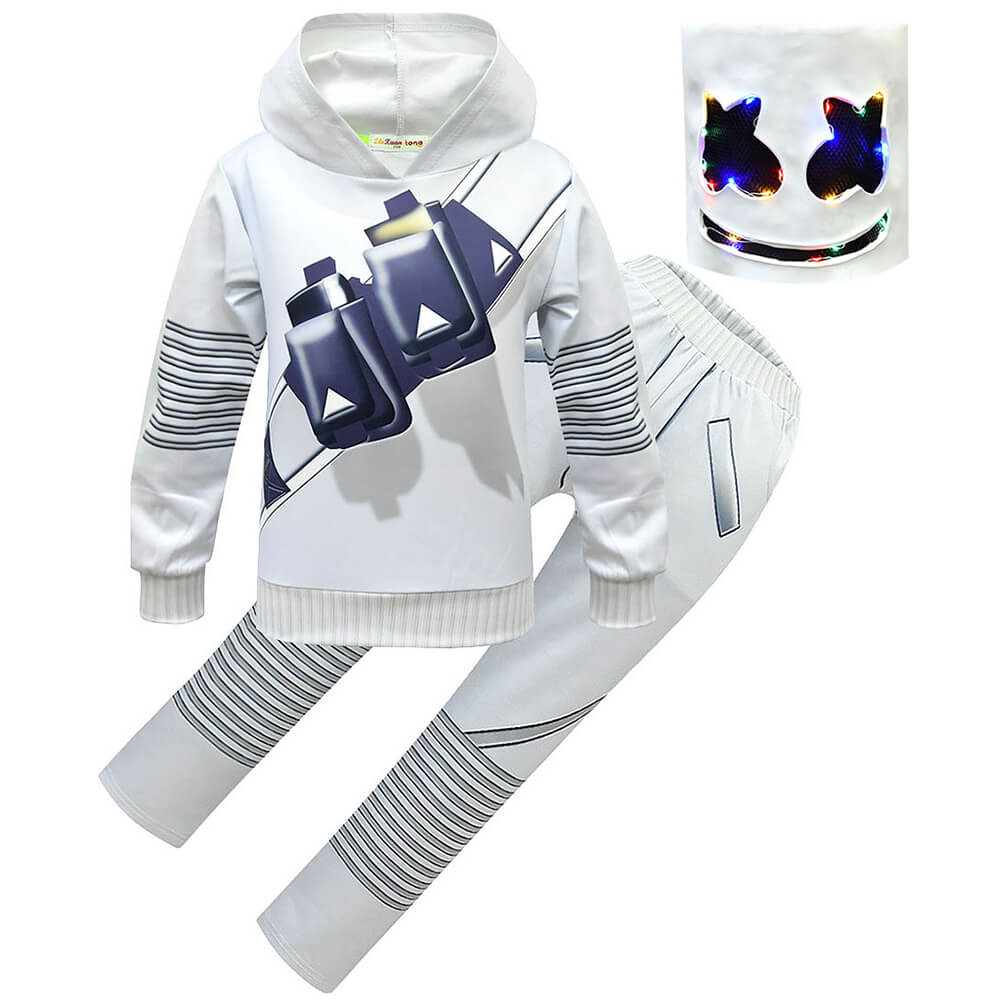 Adults Marshmallow Costume DJ Rock Music Party Halloween Cosplay Outfit
