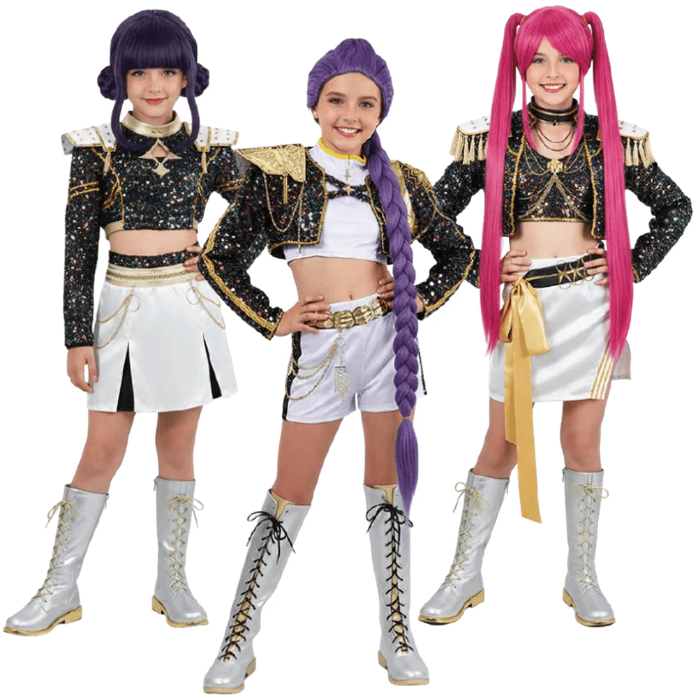KPop Zoey Golden Outfit 4-piece Black Sequins Zoey Cosplay Costume Stage Performance Suit