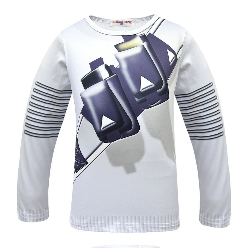 Kids Marshmallow Costume Unisex Long Sleeve Shirts and Pants Outfit Set with LED Helmet