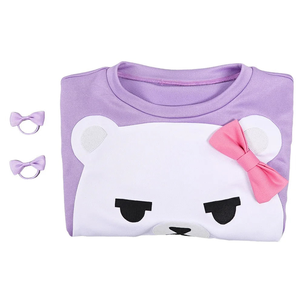 Mira Purple Bear Sweatshirt Dress KPop Mira Purple Long Sleeve Casual Loungewear