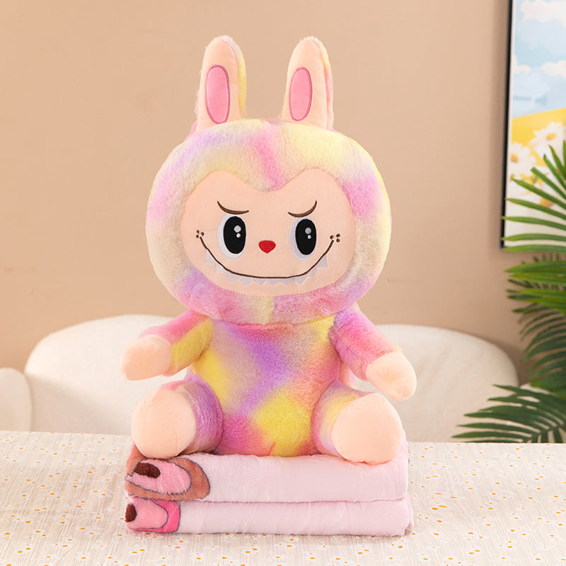 23.6in Plush Labubu with Blanket Set The Monster Soft 2 in1 Doll Foldable Cushion
