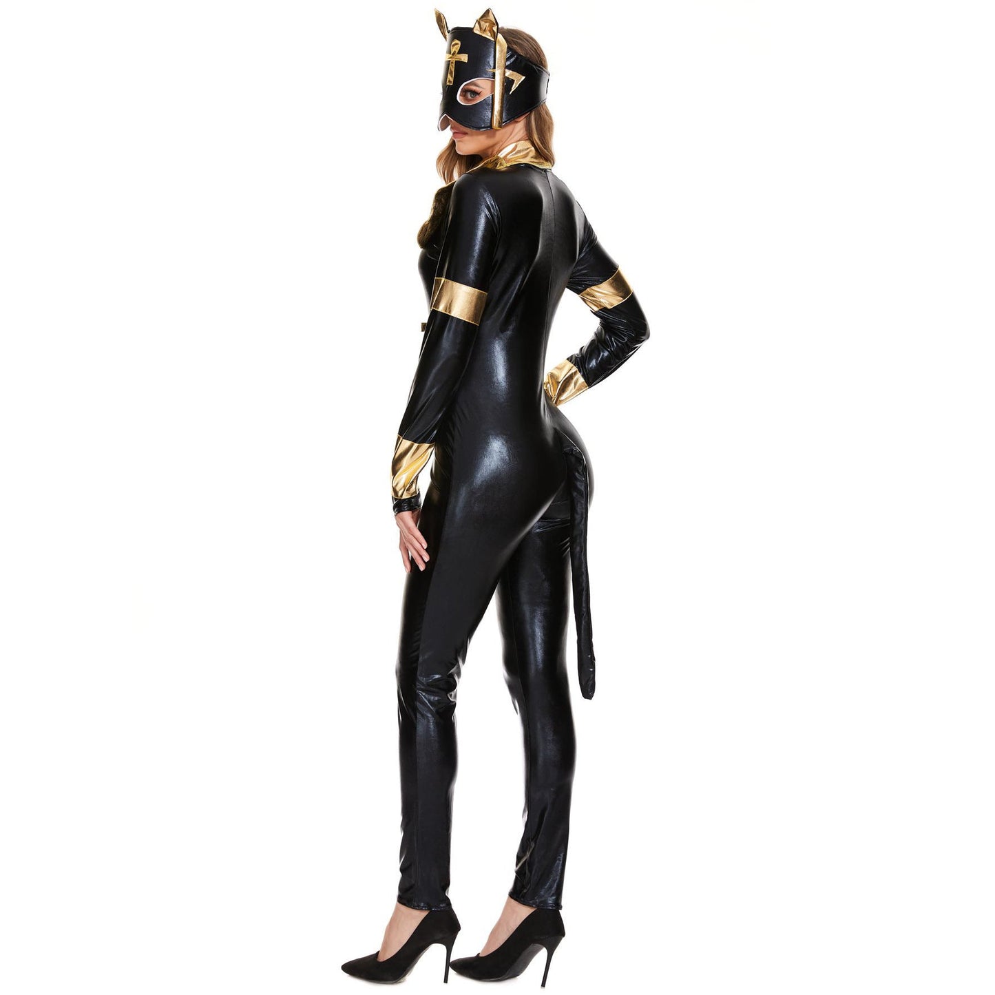 Sexy Women Playful Bat Catsuit Leather Divine Feline Cat Costume