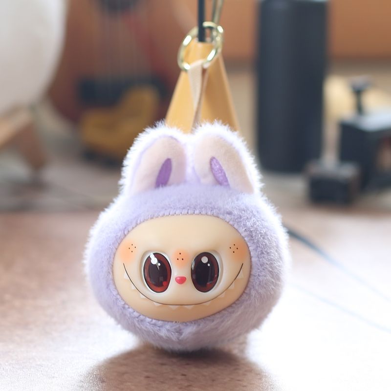 7pcs Cute Plush Pendant 4.7'' 2nd Generation Labubu Head Vinyl Pendant Plush Toy Keychain