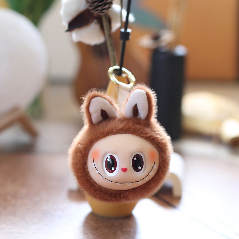 7pcs Cute Plush Pendant 4.7'' 2nd Generation Labubu Head Vinyl Pendant Plush Toy Keychain