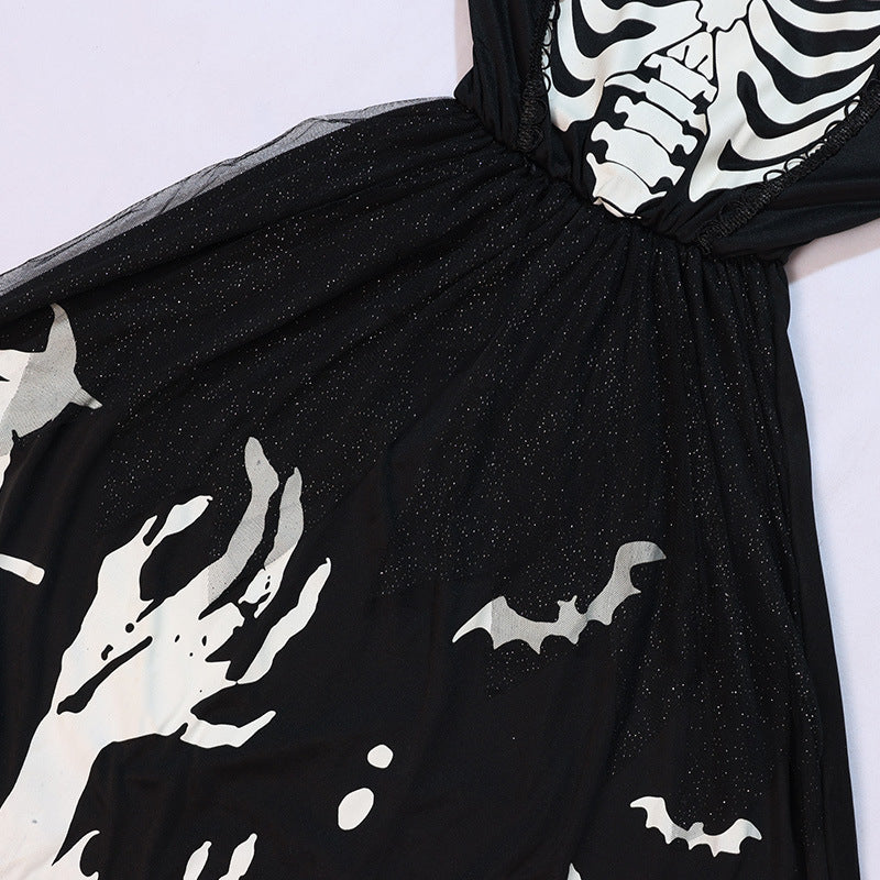 Halloween Women's Glow-in-the-Dark Skeleton Witch Clothes