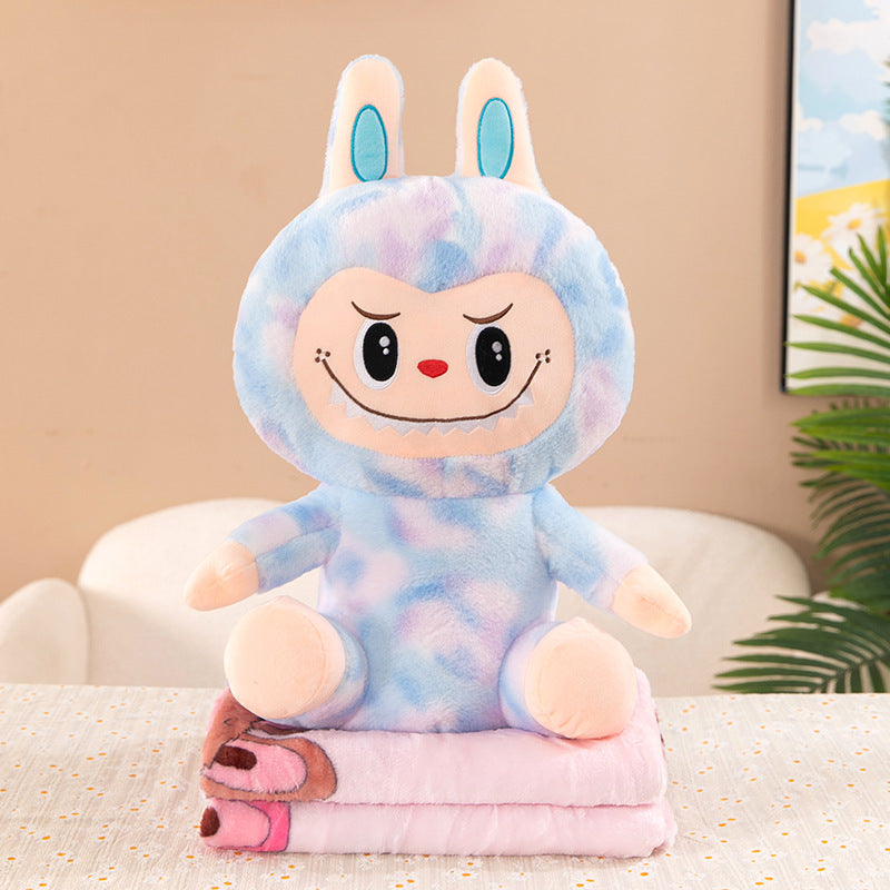 23.6in Plush Labubu with Blanket Set The Monster Soft 2 in1 Doll Foldable Cushion