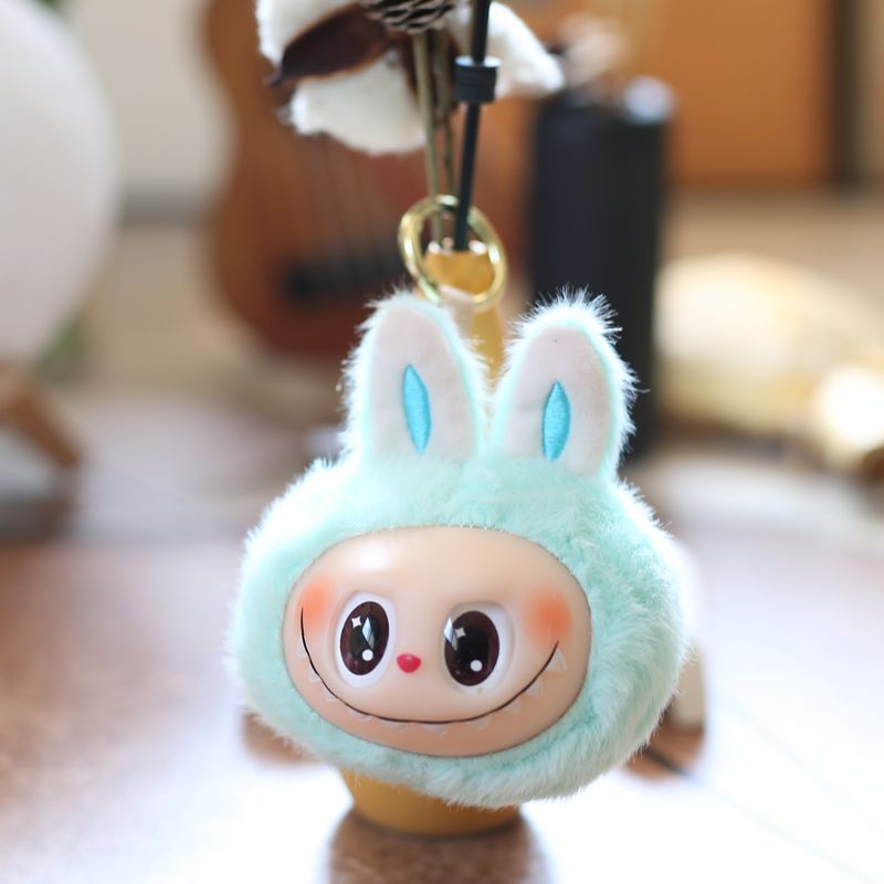 7pcs Cute Plush Pendant 4.7'' 2nd Generation Labubu Head Vinyl Pendant Plush Toy Keychain