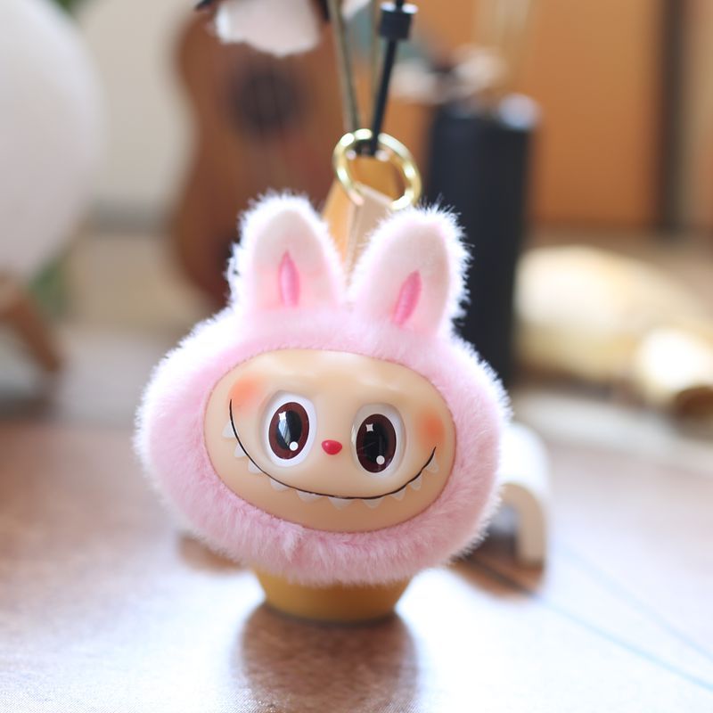 7pcs Cute Plush Pendant 4.7'' 2nd Generation Labubu Head Vinyl Pendant Plush Toy Keychain
