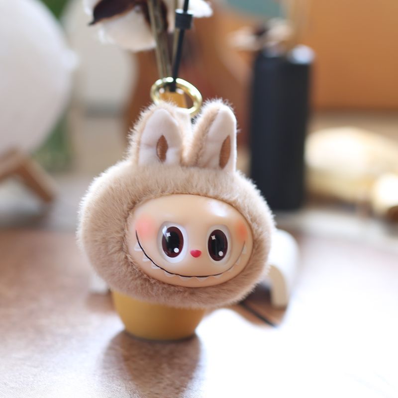 7pcs Cute Plush Pendant 4.7'' 2nd Generation Labubu Head Vinyl Pendant Plush Toy Keychain