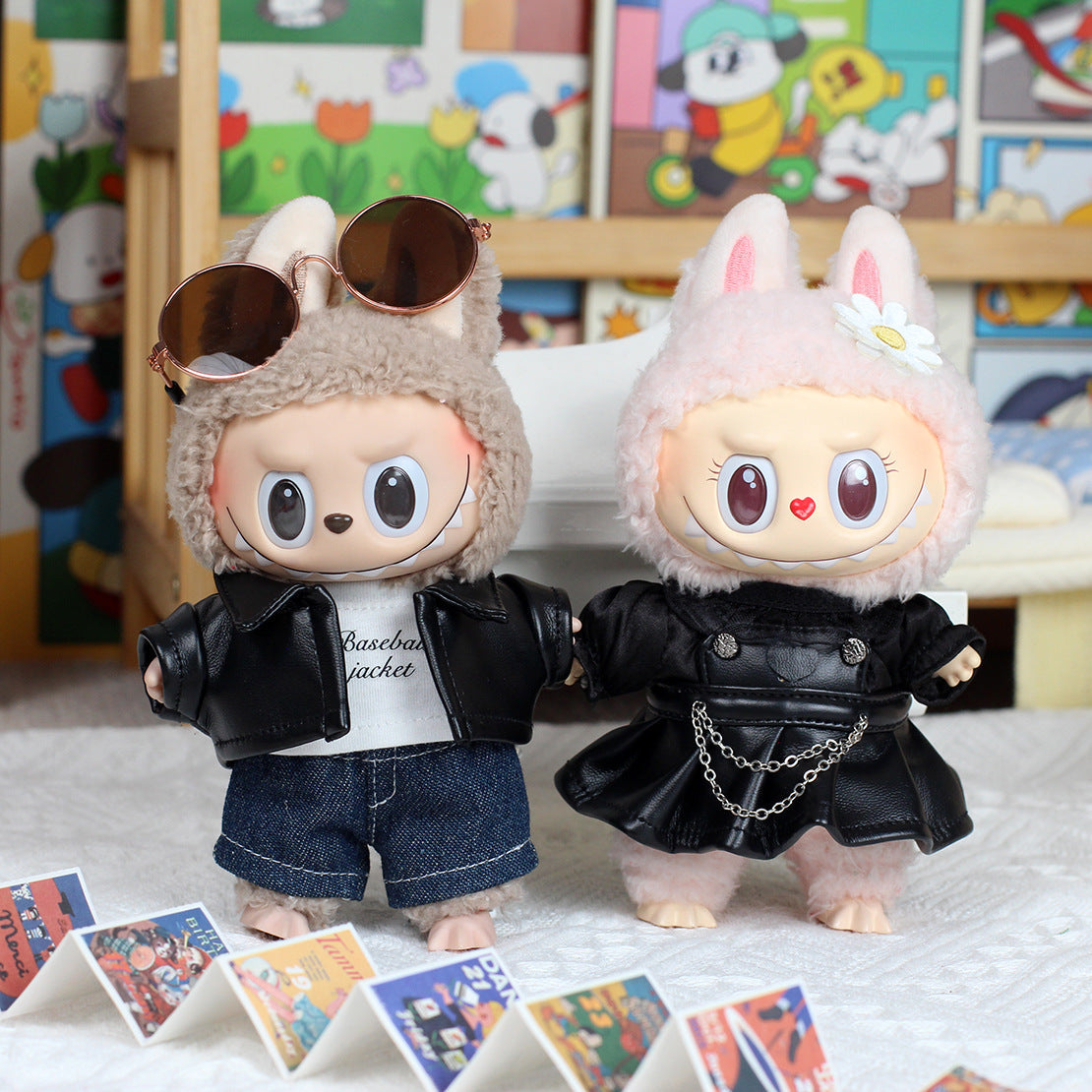 6.7in Labubu Clothes 2 Piece in Bundle Cute Couple Plush Doll Outfits Accessories
