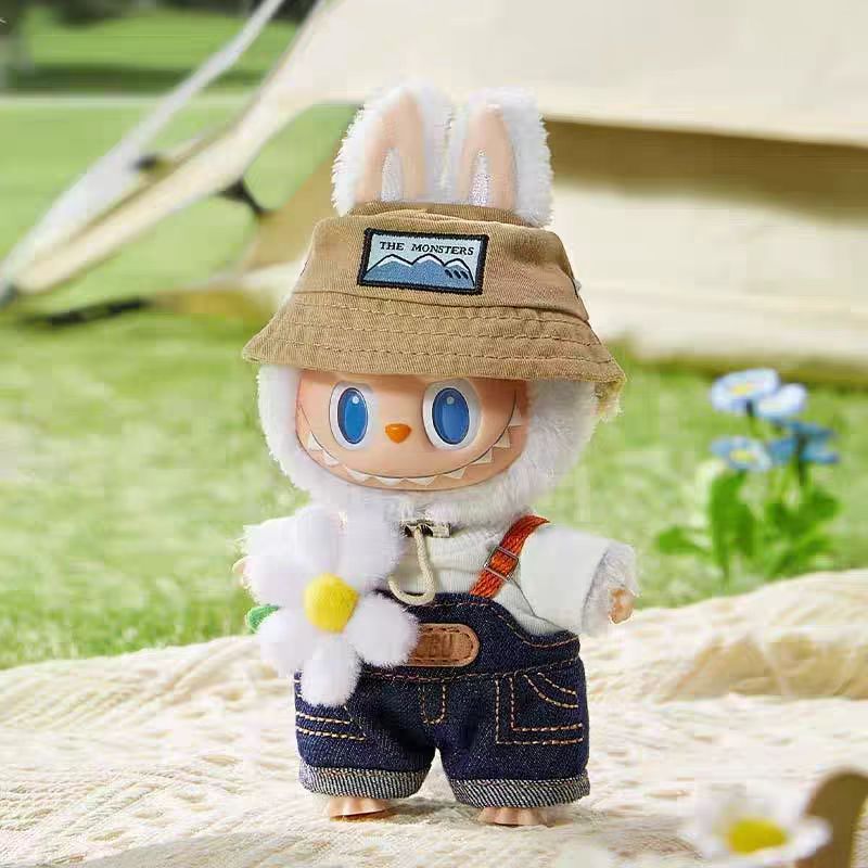 6.7'' Plush Doll Labubu Keychain The Monsters Plush Toy with Clothes Hat