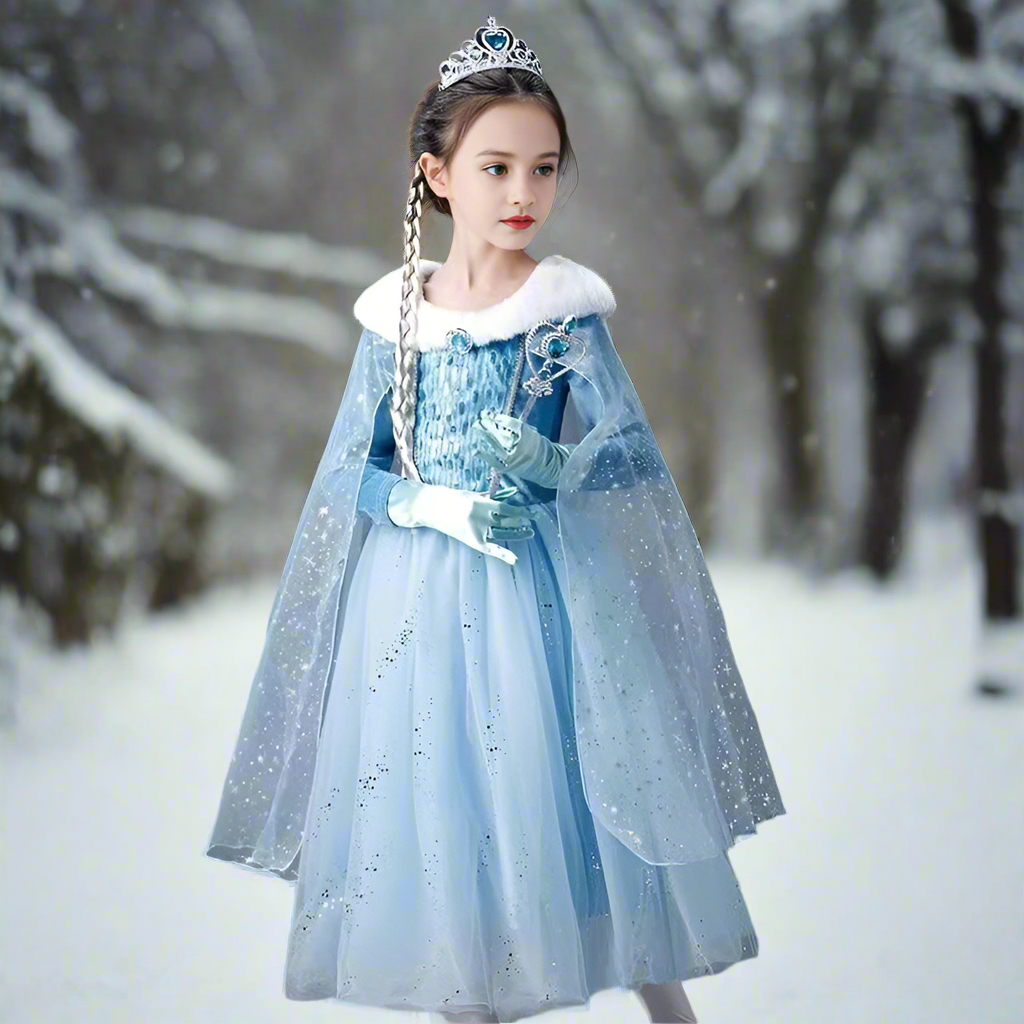 Warm Elsa Dress Winter Princess Elsa Cosplay Costume Party Dress Up Outfit
