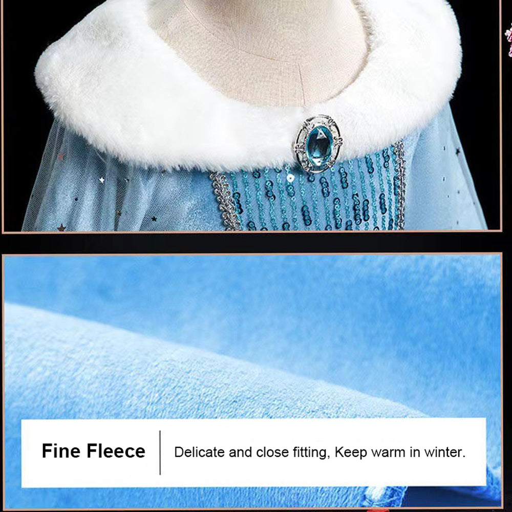 Warm Elsa Dress Winter Princess Elsa Cosplay Costume Party Dress Up Outfit