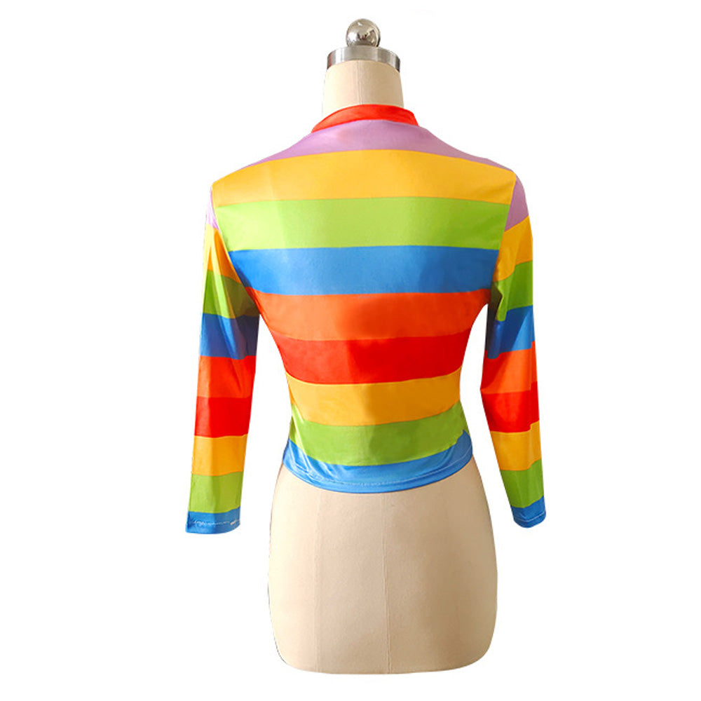 Riley Rainbow Long Sleeve Shirt Inside out Riley Andersen Cosplay Costume