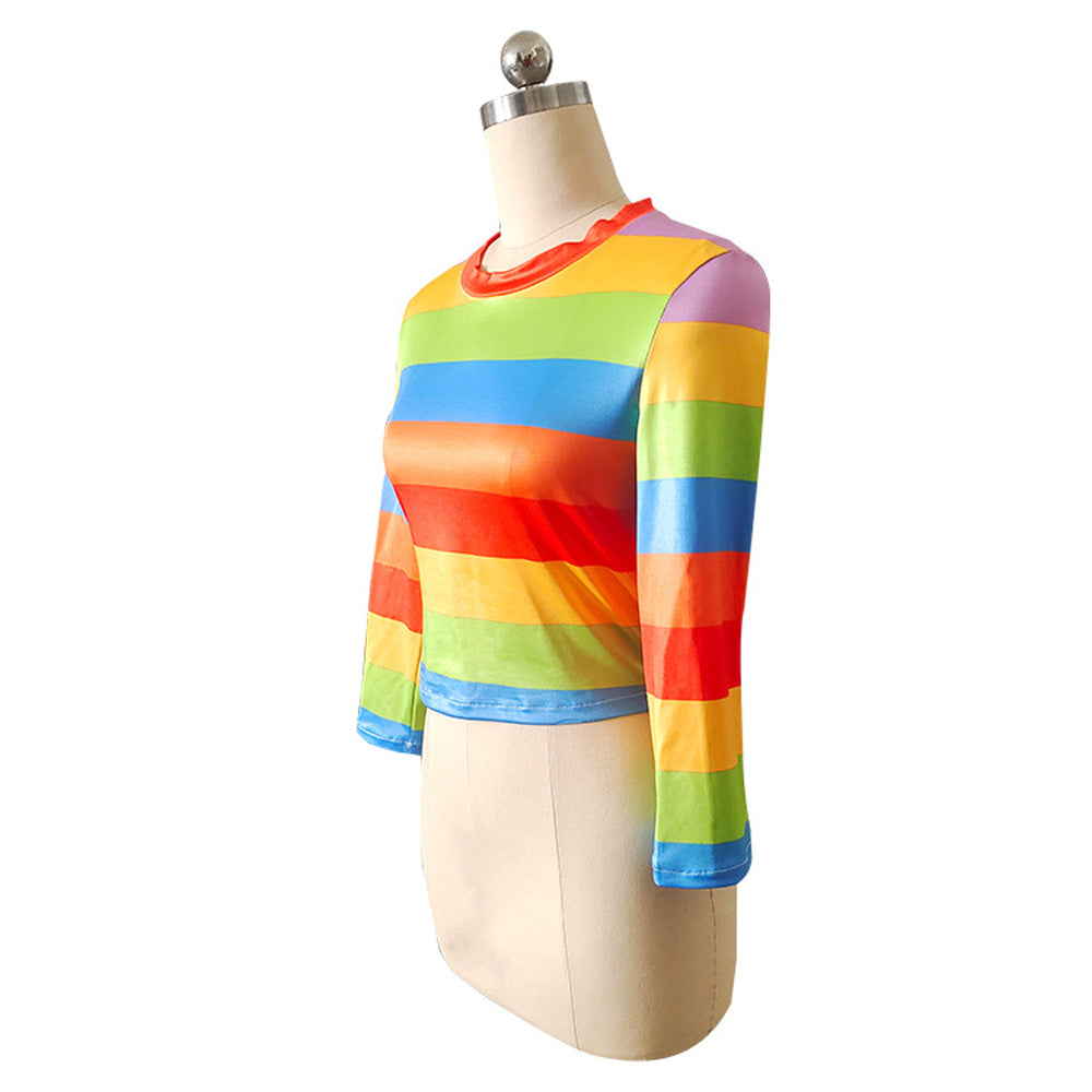 Riley Rainbow Long Sleeve Shirt Inside out Riley Andersen Cosplay Costume