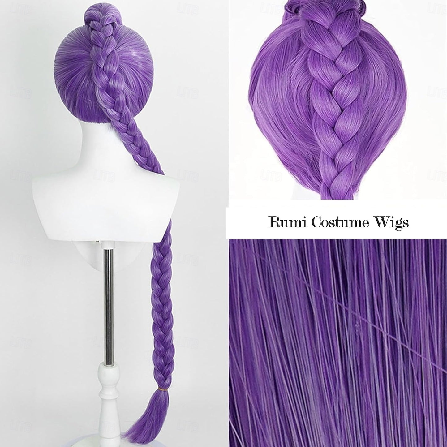 KPop Rumi Cosplay Wig with Extra Long Purple Braid Premium Heat-Resistant Costume Wig