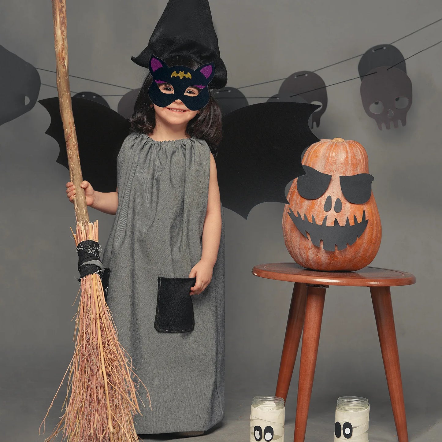 Kids Bat Wings and Mask Costume Toddler Boys Girls Party Favors Gothic Bat Costume