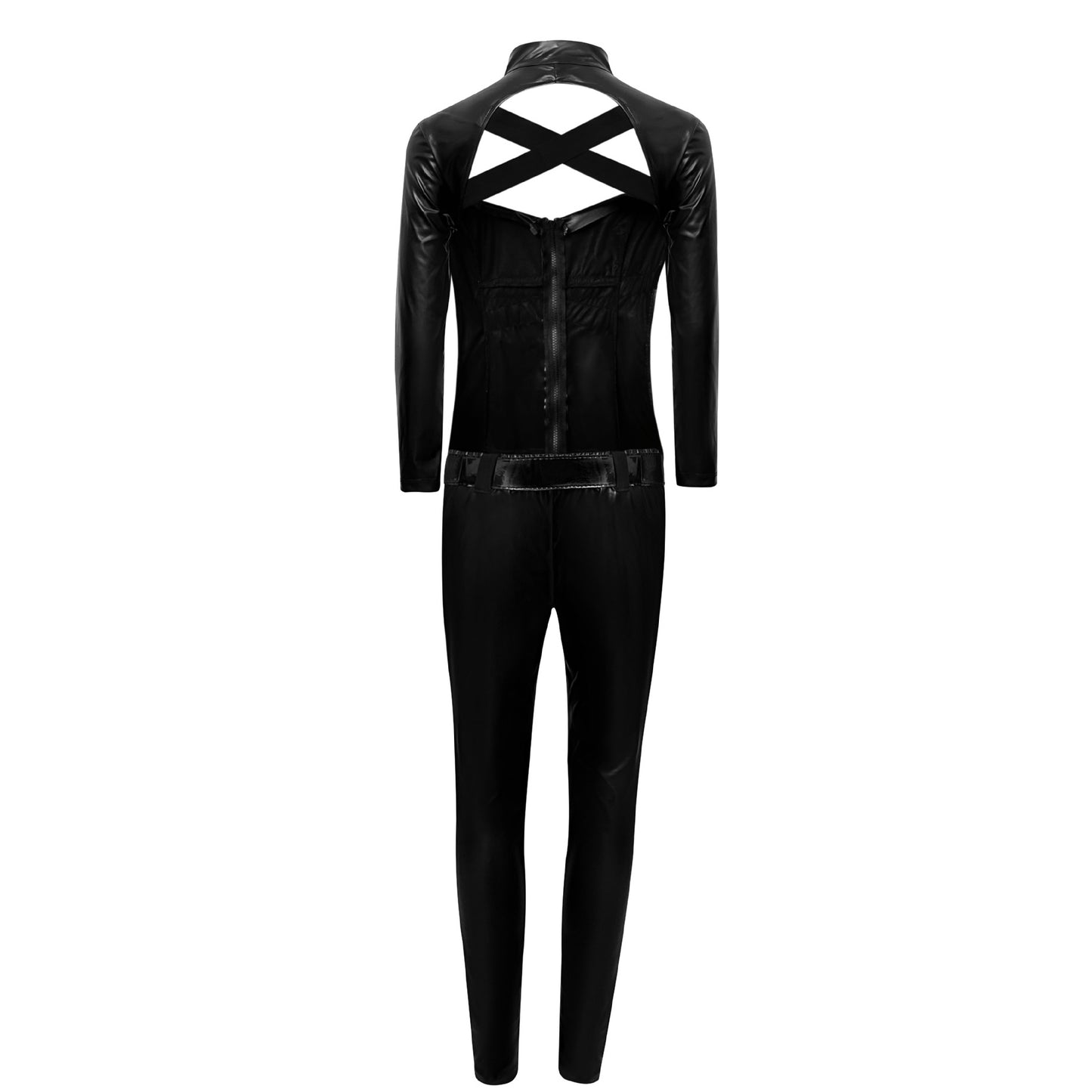 Women Black Catsuit Super Heroine Bodysuit Deluxe Cat Cosplay Costume