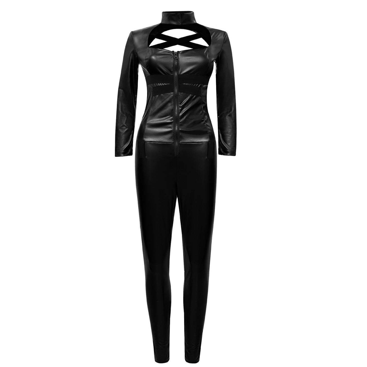 Women Black Catsuit Super Heroine Bodysuit Deluxe Cat Cosplay Costume