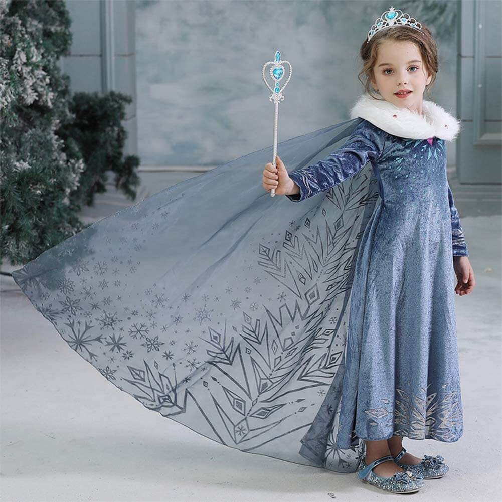 Snow Queen Elas Costume Princess Elsa Warm Dress For Winter