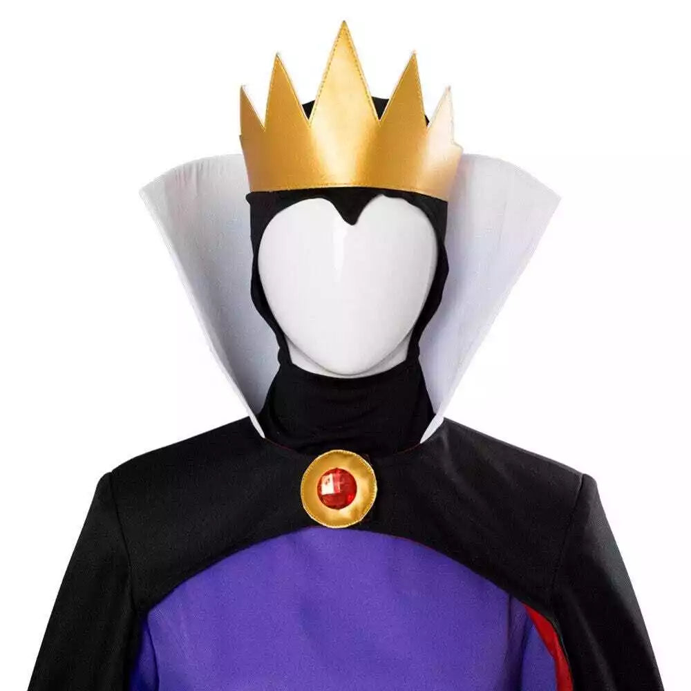 Women Queen Costume Fairy Tale Evil Queen Cosplay Dress Crown and Cape Full Set