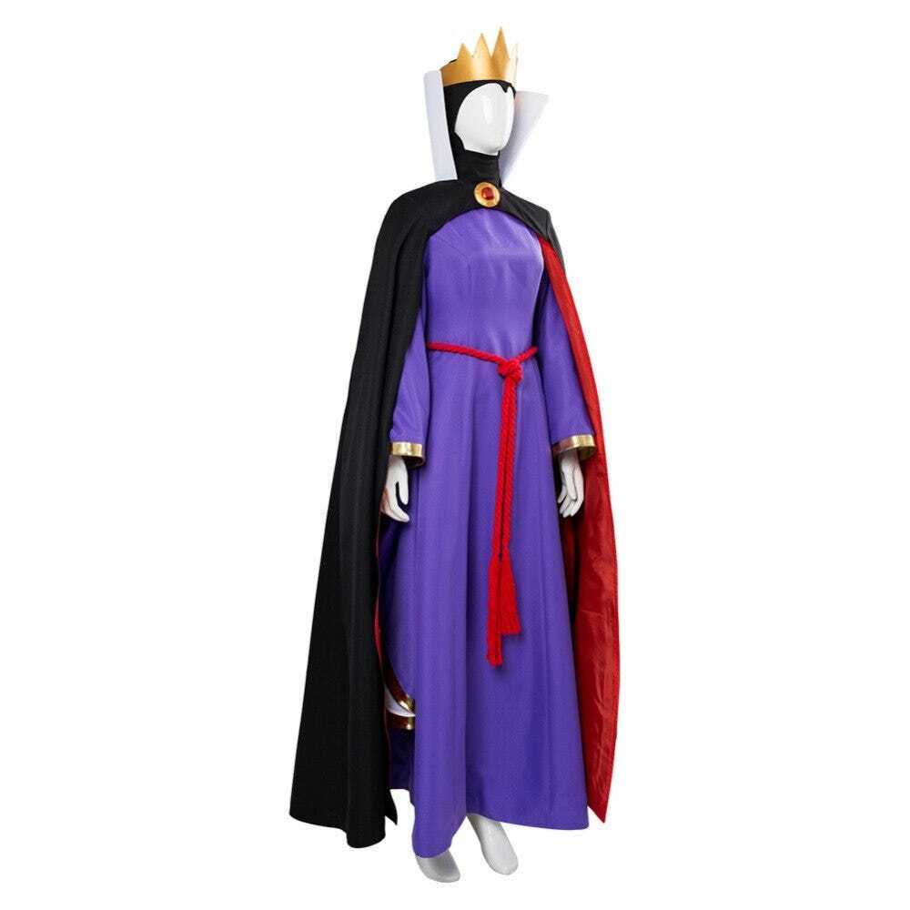 Women Queen Costume Fairy Tale Evil Queen Cosplay Dress Crown and Cape Full Set