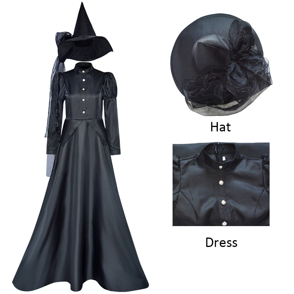 Wicked Witch Costume Women Black Elphaba Cosplay Dress Party Musicals Dress Up Outfit