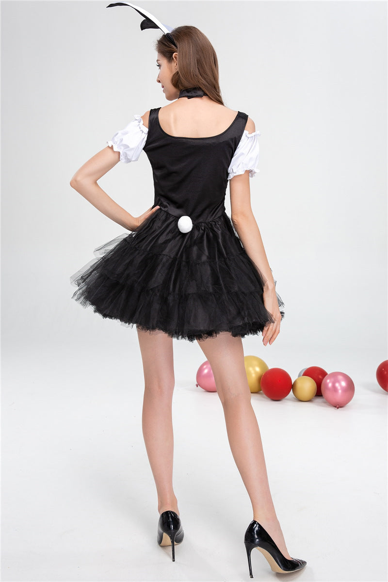 Women's Classic Bunny Costume Bunny Girl Dress Cosplay Outfit Ears Bow Set