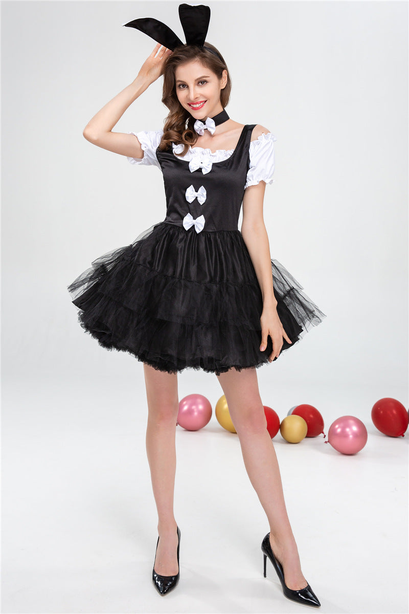 Women's Classic Bunny Costume Bunny Girl Dress Cosplay Outfit Ears Bow Set