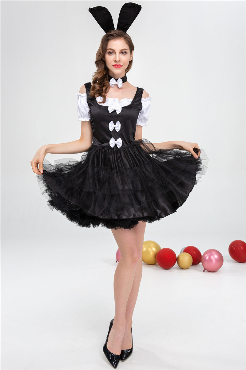 Women's Classic Bunny Costume Bunny Girl Dress Cosplay Outfit Ears Bow Set