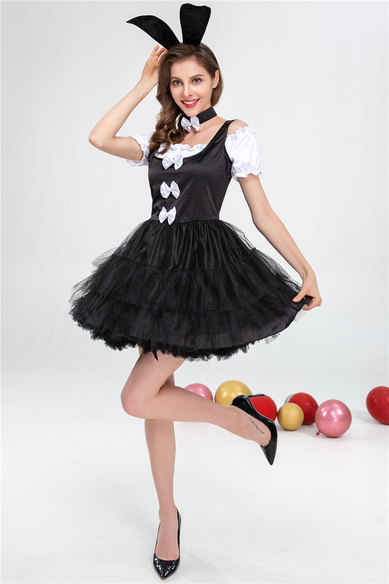 Women's Classic Bunny Costume Bunny Girl Dress Cosplay Outfit Ears Bow Set